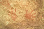 Photograph of petroglyph hands.